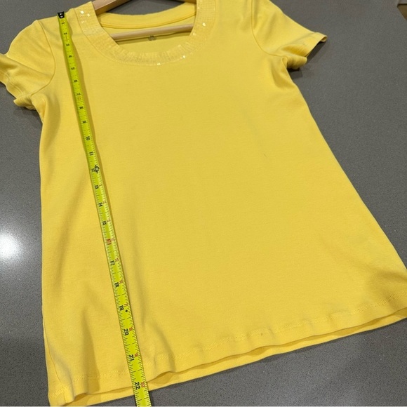 Yellow Fitted Short Sleeve Tee with sequin collar - Picture 9 of 9